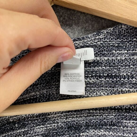 Purejill Cardigan Women M/L Gray Geometric Open Front Short Sleeve Knit Cotton - Picture 6 of 9